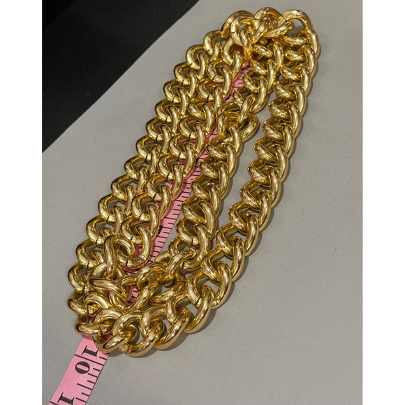 Chunky Curb Chain Necklace Women Gold Tone Bold Statement Link Heavy 36" - Picture 10 of 14